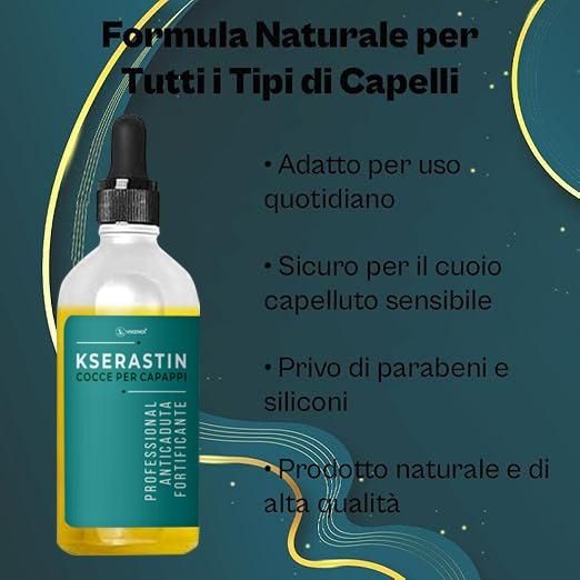 Kserastin Cocce Per Capappi Natural Serum to Strengthen Hair and Fight Against Hair Loss 30ML (Pack of 2)